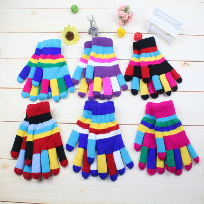 Manufacturers Korean version lady six color double knit gloves winter thickening warm wholesale Manufacturers direct sales