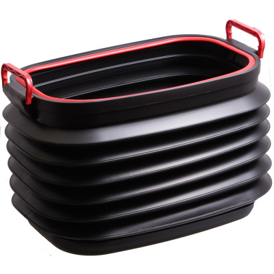 Bunning 37L Retractable Storage Box Folding Telescopic Duct Fishing Bucket Black with Lid