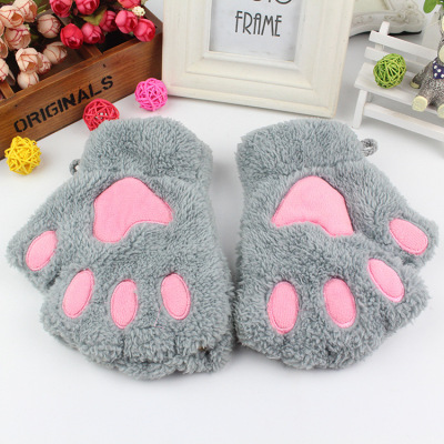 Winter Women's Warm Gloves Cute Cartoon Cat Paw Sharp Claw Hand-Shaped Brush Clothing Gloves Factory Wholesale