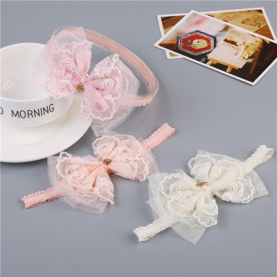 New Lace Bow Children's Hair Band Princess Hair Accessories Baby Head Flower Infant Headdress Factory Wholesale