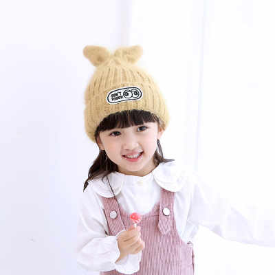 2018 Korean Ribbon Baby Hat Autumn and Winter New Knitted Hat Children's Hat Woolen Cap Factory Wholesale