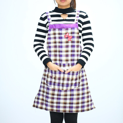 Korean Style Women's Sleeveless Apron Large Pocket Princess Apron Women's Plaid Apron Household Apron Custom Logo