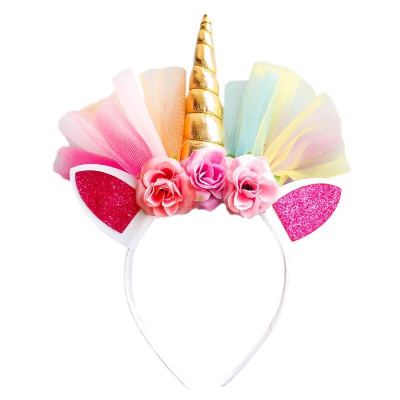 New Chic Girl Heart Ins Same Style Shiny Dream Unicorn Headband Hair Accessories Birthday
