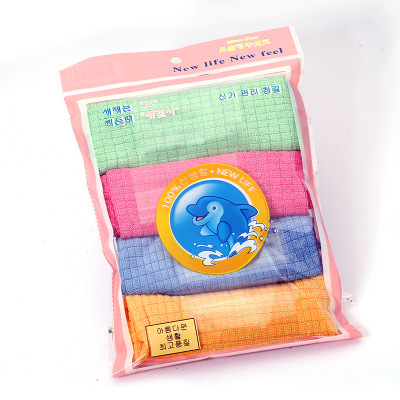 Small Plaid Absorbent Four-Color Bag Rag Household Practical Oil-Free Absorbent Decontamination Dish Towel Factory Direct Sales