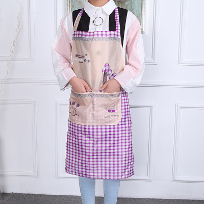 Korean Style Women's Polyester Printed Apron with Pocket Women's Polyester Fabrics Household Apron Custom Logo Factory Wholesale