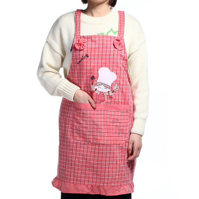 Cartoon Bow New Strap Apron with Pocket Magic Waterproof Antifouling Kitchen Apron Factory Direct Sales Wholesale