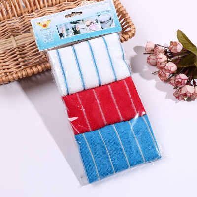 Hot 3PCs Width Color Stripes Microfiber Rag Decontamination Oil-Free Double-Sided Multifunctional Dish Towel Wholesale