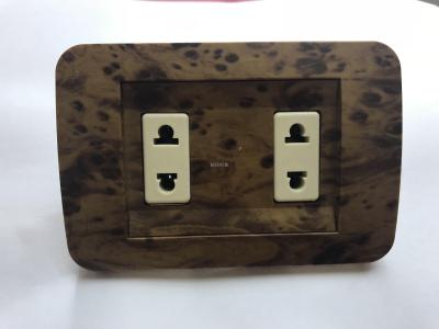 Wood grain wall switch control switch two jack.