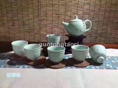 2018 jingdezhen 7 agate ceramic tea sets promotional gift manufacturers direct sales.