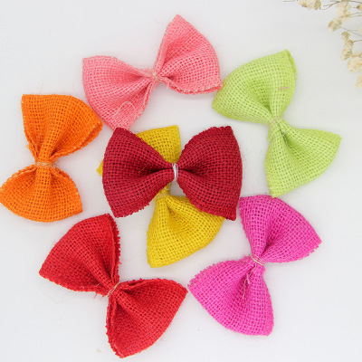 Popular clothing shoes and hats DIY handmade exquisite lace bowknot colorful linen flowers can be customized