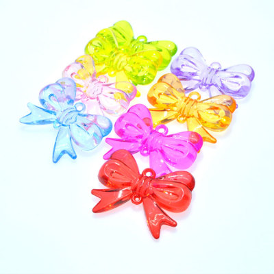 Colorful Transparent Acrylic Hanging Hole Bow Pendant Girl Children DIY Beaded Toy Material Pendants