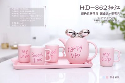European style high - grade ceramic tea tea set with golden bow cap coffee pot..