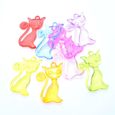 Colorful Crystal-like Transparent Hanging Hole Cat Pendant Pendant Children String Beads Accessories Children's Gem Acrylic Toy