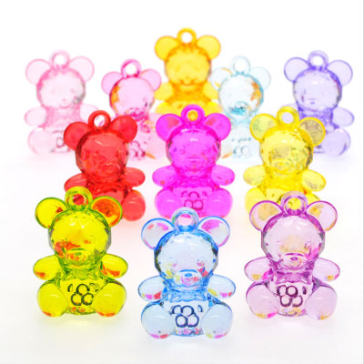 Children's Acrylic Crystal Beads Rhinestone Gem Bear Toy Boys and Girls Beaded Colorful Play House Gift Pendant