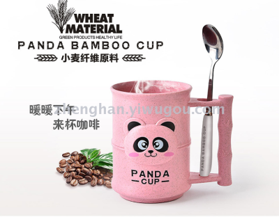 Wheat fiber three-dimensional panda bamboo cup toothbrush cup.