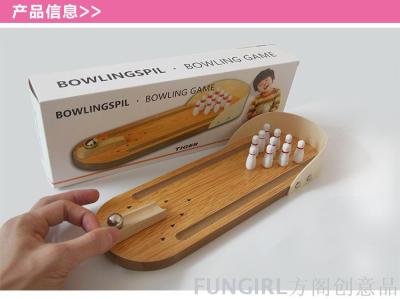 Wooden mini bowling board game
