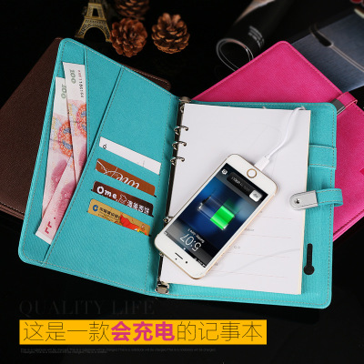 Customized rechargeable notebook business gift set mobile power notebook creative office U disk notebook.