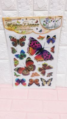 7D cartoon  butterfly living room bedroom kitchen bathroom decoration plastic wall stickers.