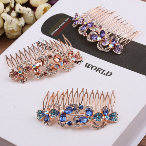 Rhinestone Hair Comb Hair Comb Fashionable All-Match Hairpin Hairpin Alloy Hair Accessories Liu 10 Yuan Store Boutique Yiwu Accessories