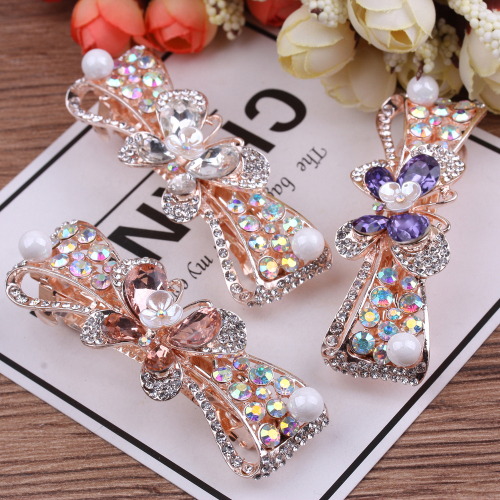 crystal large spring clip hairpin high-grade rhinestone ponytail clip horizontal clip top clip 10 yuan boutique yiwu jewelry