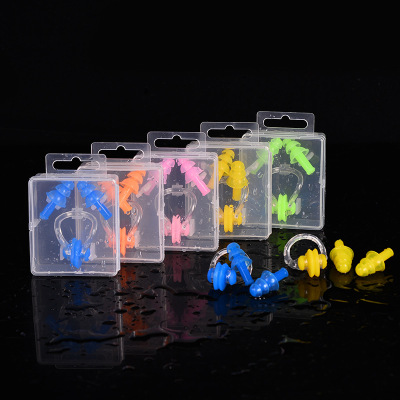 Manufacturers direct new waterproof silicone earplug nose clip box swimming supplies set wholesale