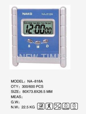The factory sells NAKO na-818a car electronic clock mini electronic clock small alarm clock.