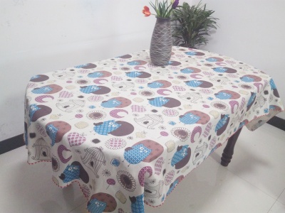 2018 new imitation linen table cloth with 100% polyester printing and 1.5 feel width table cloth