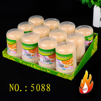 Taobao Hot Selling Bamboo Toothpick Travel Portable Toothpick Transparent Plastic Double-Headed Toothpick Factory Wholesale