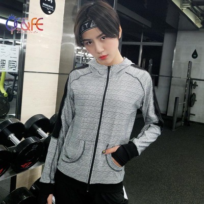 New sport hoodie for women spring/summer long sleeved hoodie running loose top for a quick dry workout suit