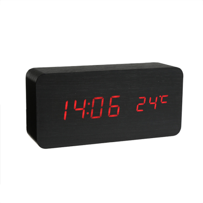 LED green wood clock creative alarm clock fashion voice alarm clock.