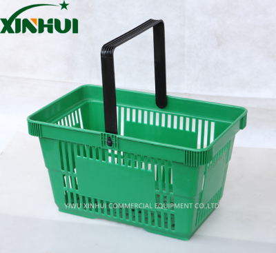 Supermarket hand shopping basket plastic blue environment-friendly commercial shopping basket.