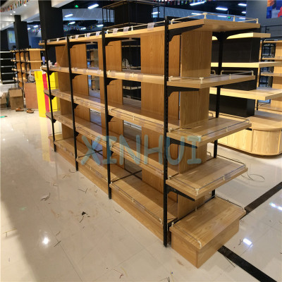 High quality double-side Wooden Supermarket Racking Gondola/Supermarket Display Shelves