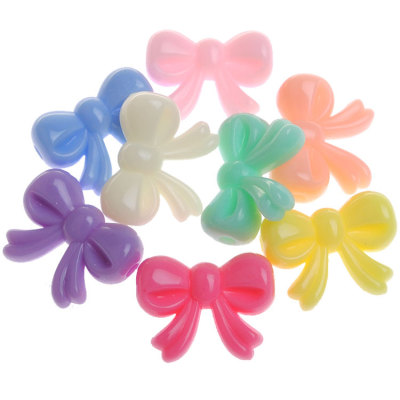 Spring Color Acrylic Beads Children Diy Handmade Beaded Material Solid Color Bow Scattered Beads Wholesale for Sale by Catty