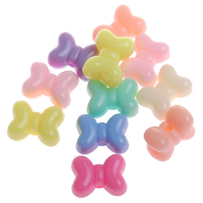 Spring Color Solid Color Beads Children Diy String Beads Materials Bow Scattered Beads String Beads 11 X15mm Acrylic Beads