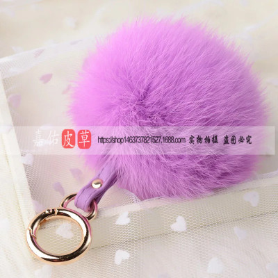 Wholesale 8CM rabbit hair ball pendant key ring hang a multi-color optional gold button sell hot style.