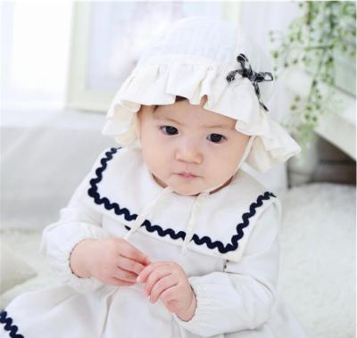 Korean version of the new super cute black and white check basin cap jokingly princess cap spring and autumn cotton baby tire cap