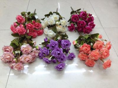 Manufacturer direct sale simulation roses wedding bouquet hand-held flowers home decoration flowers