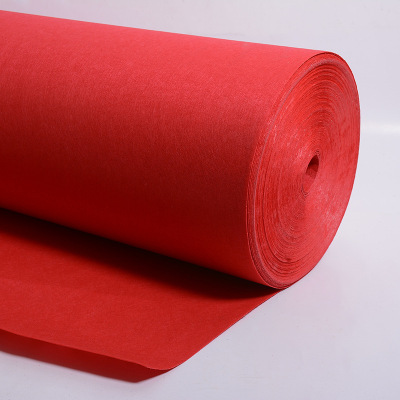 Factory Direct Sales 1mm Environmental Protection Acupuncture Non-Woven Fabric Festive Felt Cloth Wedding Red Carpet Felt Background Decoration