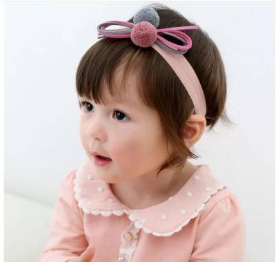 Korean version of the new children's hair band girls cute baby treasure double color double ball leather rope bowknot cute headwear wholesale