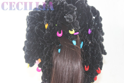 African hairline headdress silk chenille hair ring long bright silk ribbon color bead hair wreath hair wrap.