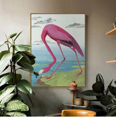 Flamingo living room Decorative Painting simple animal hanging painting for sofa background wall cute cartoon pictures 
