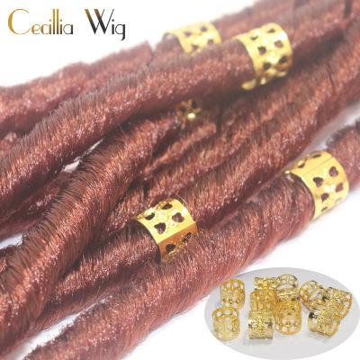 The new wig accessories are connected with heart-shaped hair braid cuff decorative ring hollow embossed aluminum ring.