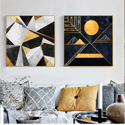 Abstract geometrical decoration painting modern simple living room frescoes in the background wall hanging pictures
