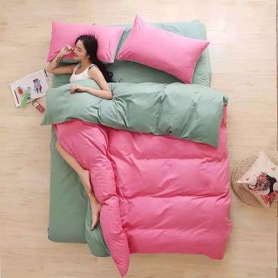 Pure cotton pure color four-piece set cotton double simple plain coloured bed sheet bed linen.