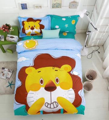 All cotton cartoon three-piece set bedding children's pure cotton dormitory students three-piece bed sheet quilt cover.