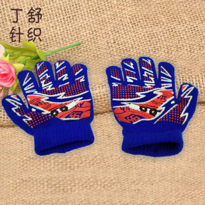 Rubber stamp boy 's cap gloves, winter 2016 new acrylic gloves, two - piece suit for customized processing.