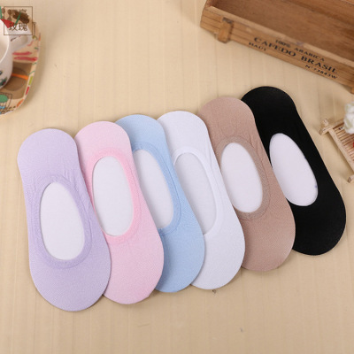 Spring and summer new women's invisible ship socks, pure color short tube, moisture absorption, anti-slip socks, thin money wholesale.