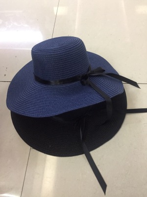 The new straw hat straw is made of handmade flower needle double color beach sun hat hot selling tourism lady big along The sun hat wholesale.