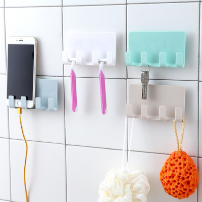 Adhesive Creative Mobile Charging Bracket Mobile Phone Holder iPad Charging Bracket No Traces on the Walls 4 Hook Storage Rack