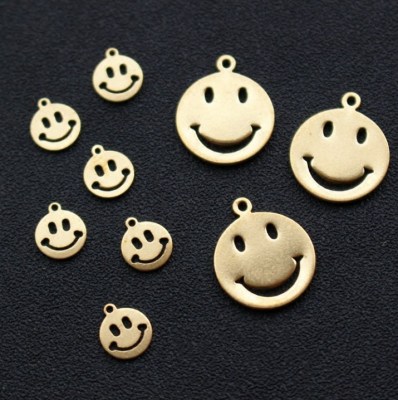 Metal Accessories Pure Copper Size round with Hole Smiley Face Pendant DIY Earrings Material Package